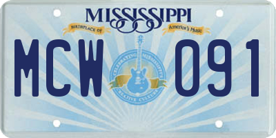 MS license plate MCW091