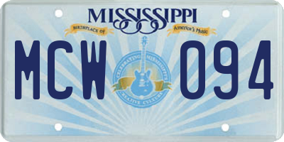 MS license plate MCW094