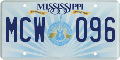 MS license plate MCW096
