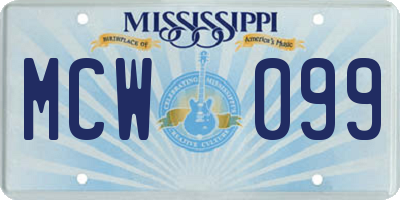 MS license plate MCW099