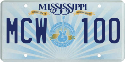 MS license plate MCW100