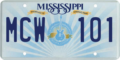 MS license plate MCW101