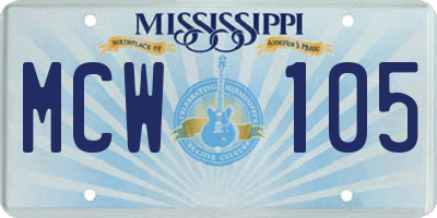 MS license plate MCW105