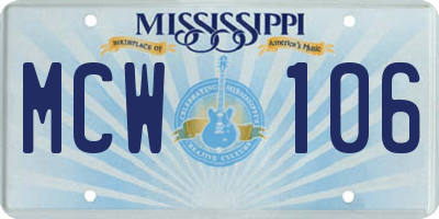 MS license plate MCW106