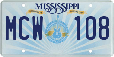MS license plate MCW108