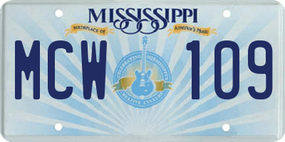 MS license plate MCW109