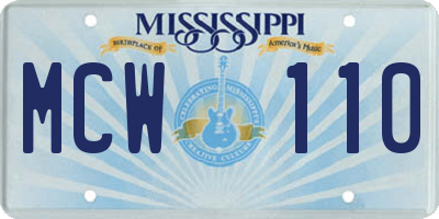 MS license plate MCW110