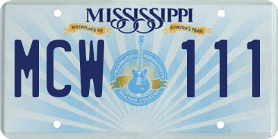 MS license plate MCW111