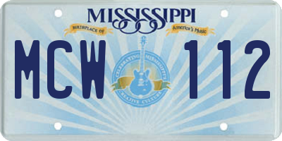 MS license plate MCW112