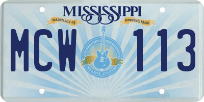 MS license plate MCW113
