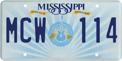 MS license plate MCW114