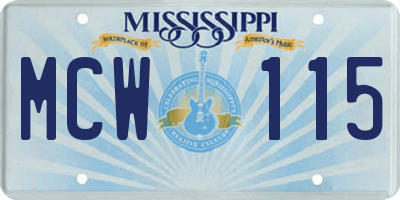 MS license plate MCW115