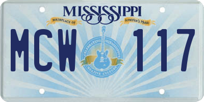 MS license plate MCW117
