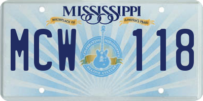 MS license plate MCW118