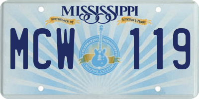 MS license plate MCW119