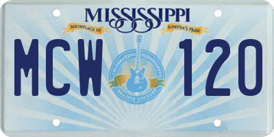 MS license plate MCW120