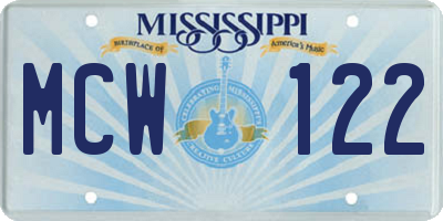 MS license plate MCW122