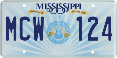 MS license plate MCW124