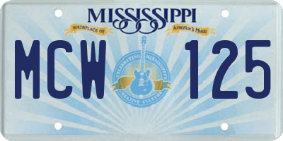 MS license plate MCW125