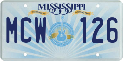 MS license plate MCW126