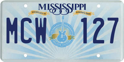 MS license plate MCW127