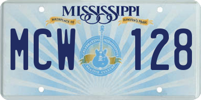 MS license plate MCW128