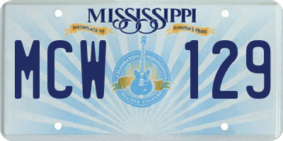 MS license plate MCW129
