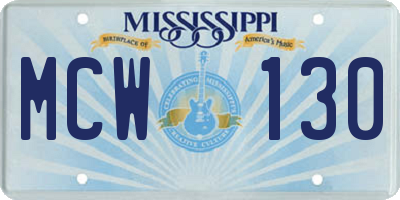 MS license plate MCW130