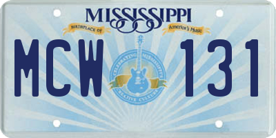 MS license plate MCW131