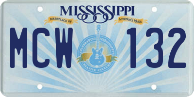 MS license plate MCW132