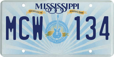 MS license plate MCW134