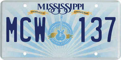 MS license plate MCW137