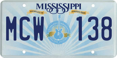 MS license plate MCW138