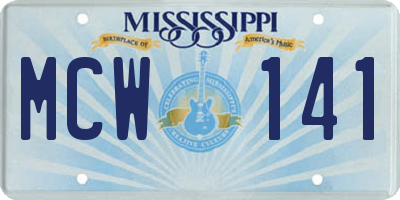 MS license plate MCW141