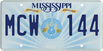 MS license plate MCW144