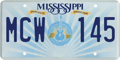 MS license plate MCW145