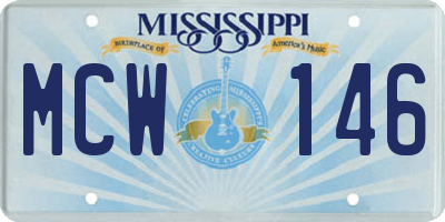 MS license plate MCW146