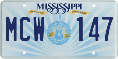 MS license plate MCW147