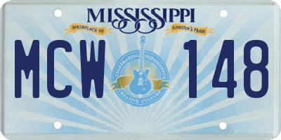 MS license plate MCW148