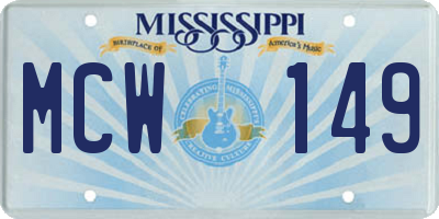MS license plate MCW149