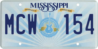 MS license plate MCW154