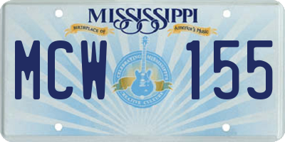 MS license plate MCW155