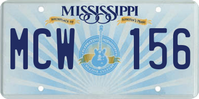MS license plate MCW156
