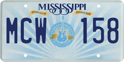 MS license plate MCW158