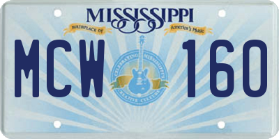MS license plate MCW160