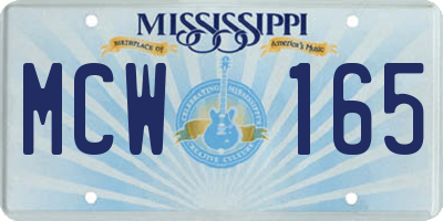 MS license plate MCW165