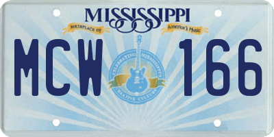 MS license plate MCW166