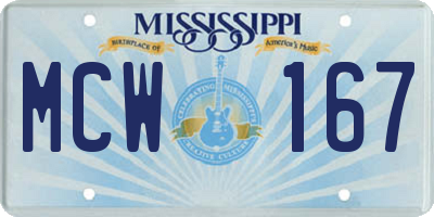 MS license plate MCW167