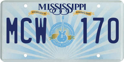 MS license plate MCW170