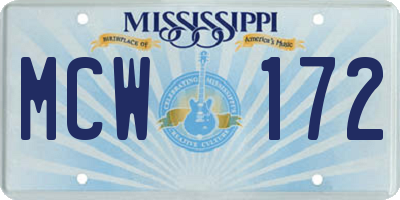 MS license plate MCW172